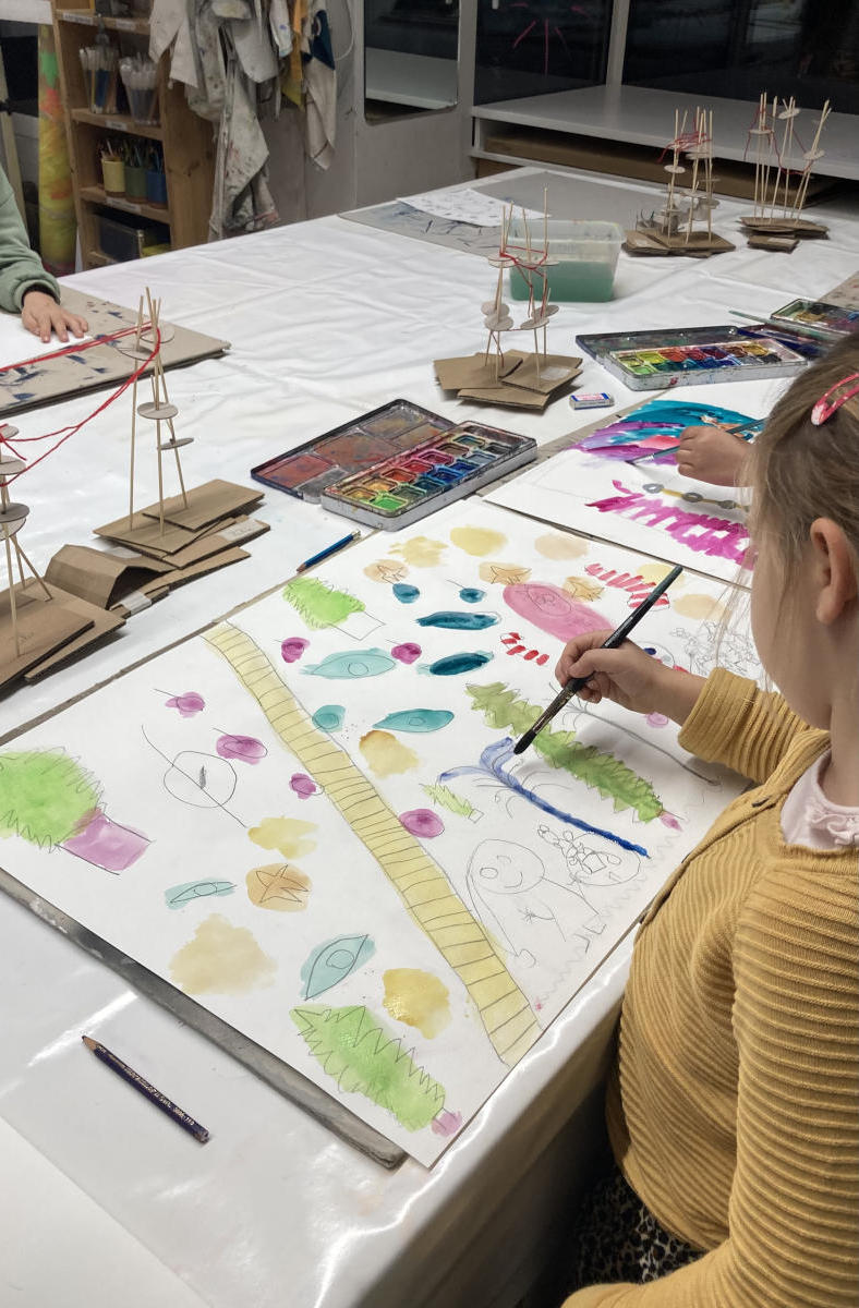 Dessin, peinture et volume, atelier enfant, Les Créateliers, Genève, Paquis